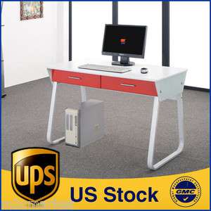   Boards 5mm Tempered Glass White & Red Office Home Computer Desk  