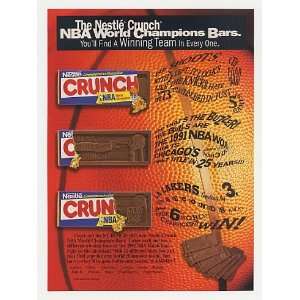   1992 Nestle Crunch NBA World Champions Bars Print Ad