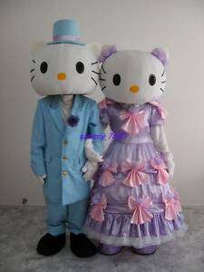 New adult couple hello kitty Mascot Costume free S/P  