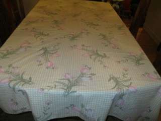 VINTAGE COTTON VERA FLORA LPRINT TABLECLOTH 96X59 & TWELVE NAPKINS 