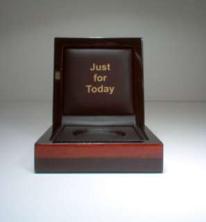   Anonymous NA Teakwood Diamond Symbol Medallion Coin Holder Box  