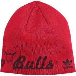 Chicago Bulls Adidas Cuffless Distressed Wordmark & Logo Knit Hat 