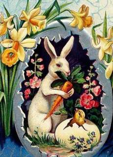 Vintage Easter Rabbit with Carrot Cross Stitch Pattern  