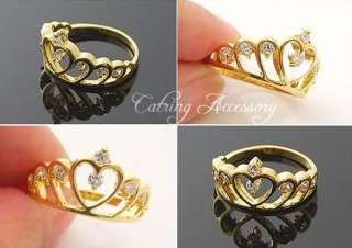 GRACIOUS Gold Color CZs Crown Fashion Ring Size 7 R225  