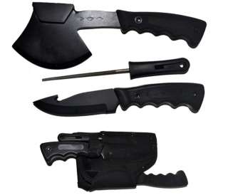   Hunting Knife Set Camping Skinning Knives Sharpener & Case  
