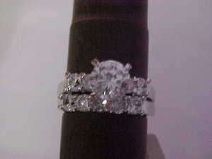 CLASSICAL WEDDING SET PREMIER CHIC WHITE GOLD RHODIUM BONDED CLEAR CZ 