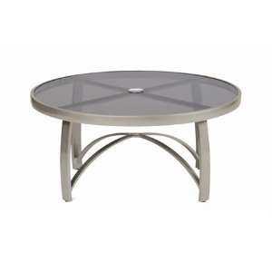   Round Smoked Glass Coffee Table with Umbrella Hole Tuscan Sand Finish