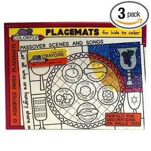 Pigment & Hue Coloring Placemat, Passover, 10 count (Pack of 3)