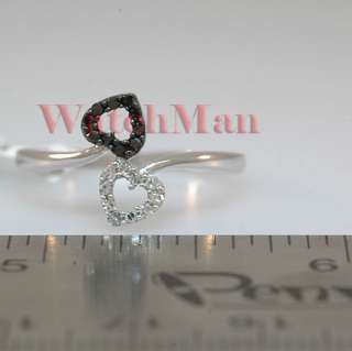 Womens Sterling Silver Diamond Heart Ring R 3207BK  