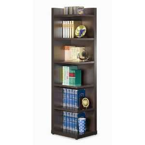  Home Office Wood Corner Bookcase in Cappuccino Finish 
