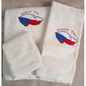   Vas Country Embroidered Wash Hand Bath Towels   White 