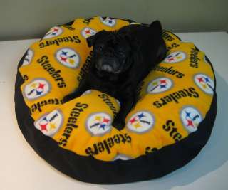 Pittsburgh Steelers Dog Bed Round Pet Football Pillow  