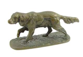 Solid Bronze Hunting Dog Figurine  