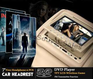 NEW BLACK PAIR 7 HEADREST LCD CAR MONITOR DVD PLAYER  