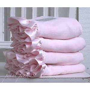   Cotton Velour Blanket  Petal Pink with Ruffle , Stroller 27x38