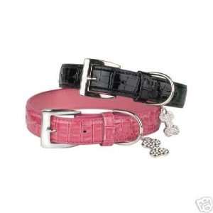 Zack & Zoey Faux Leather Croco Dog Collar PINK 6 8  