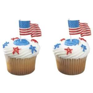 American Flag Cupcake Toppers   24 Picks   Eligible for  Prime 