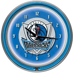   Dallas Mavericks NBA Chrome Double Ring Neon Clock 