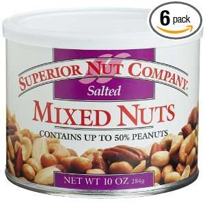 Superior Nut Salted Mixed Nuts up to 50% Peanuts, 10 Ounce Canisters 