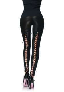  Wet look leggings with elastic lace up back Clothing