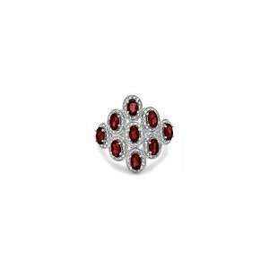   Diamond Accent Cluster Ring in Sterling Silver   Size 7 garnet rings