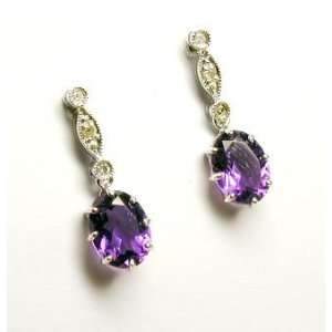  Amethyst and Diamond Drop Earrings   JewelryWeb Jewelry