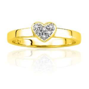 10k Yellow Gold Diamond Heart Ring (.05 cttw, J K Color, I2 I3 Clarity 