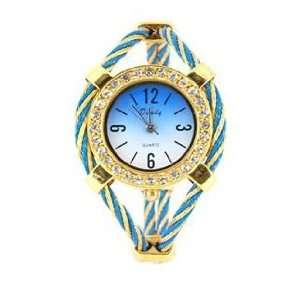  Womens Quartz Wrist Watch with Diamond Decoration (Blue 