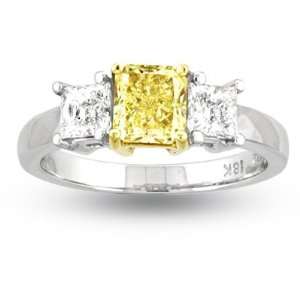 50ct Natural Fancy Yellow Three Stone Diamond Engagement Ring VVS2 
