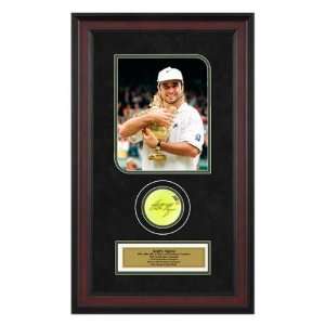 Andre Agassi 2005 Wimbledon Match Framed Autographed Tennis Ball with 