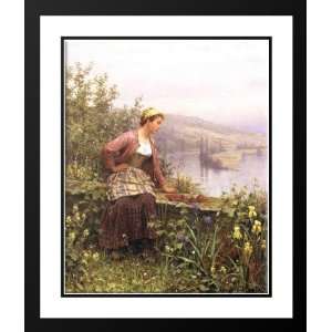 Brittany Girl Overlooking Stream 25x29 Framed and Double Matted Art 