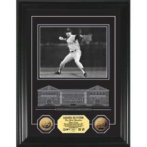 Catfish Hunter Hof Archival Etched Glass 24Kt Gold Coin Photo Mint