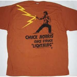 Chuck Norris Once Struck Lightning Joke Tee Shirt XL