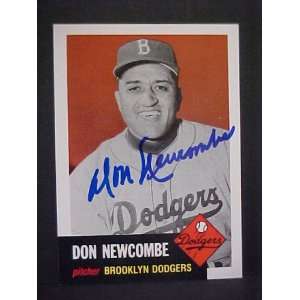Don Newcombe Brooklyn Dodgers #320 1953 Topps Archives Signed 