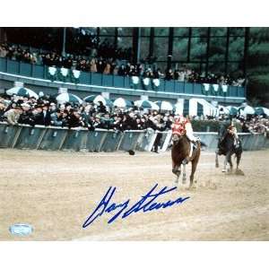 Gary Stevens signed Horse Racing riding in Seabiscuit Movie 16X20 