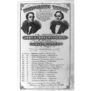  Democratic Ticket,John C. Breckinridge,Joseph Lane,1860 