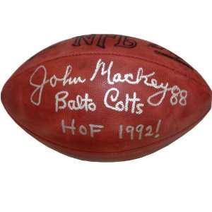 John Mackey Autographed Football with HOF 1992 Inscription