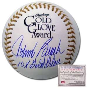  Signed Johnny Bench Ball   Rawlings Gold Glove 10x Gold 