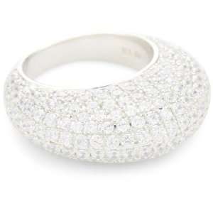 Nicky Hilton Silver with Cubic Zirconia Dome Pave Ring Size 7