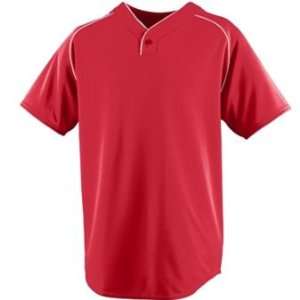  Wicking One Button Baseball Jersey   Red/White   Large 