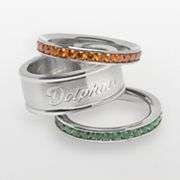 Miami Dolphins Stainless Steel Crystal Stack Ring Set