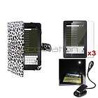   Leopard Leather Case Cover+3 LCD Screen Guard+Light For Kindle Fire