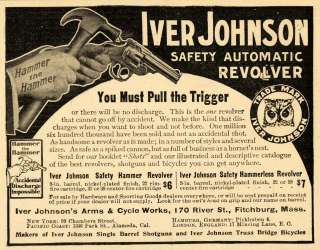 1907 Ad Iver Johnsons Arms & Cycle Works Revolver Gun  
