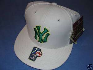 AMERICAN NEEDLE YANKEES WHITE FITTED HAT 7 3/4 CAP  