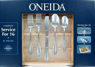 Oneida Temple 85 Piece Flatware Silverware Set Stainless Steel 