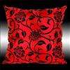 BLACK FLOCK RED THROW PILLOW CASES CUSHION COVERS 17  