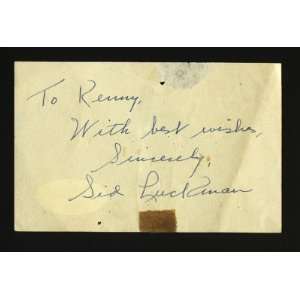  Sid Luckman Chicago Bears Hand Signed Note ~ Psa Coa 