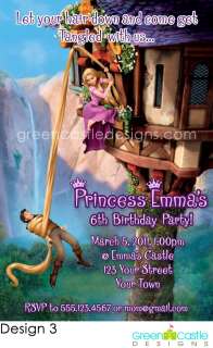   Party Invitation Rapunzel Flynn Rider Pascal Favor 4x6 express pic 3