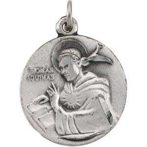  St Thomas Aquinas Medal with 18 Inch Chain in Sterling 