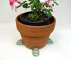 POT FEET Ceramic Flower Planter Risers Tier Design Turquoise set of 